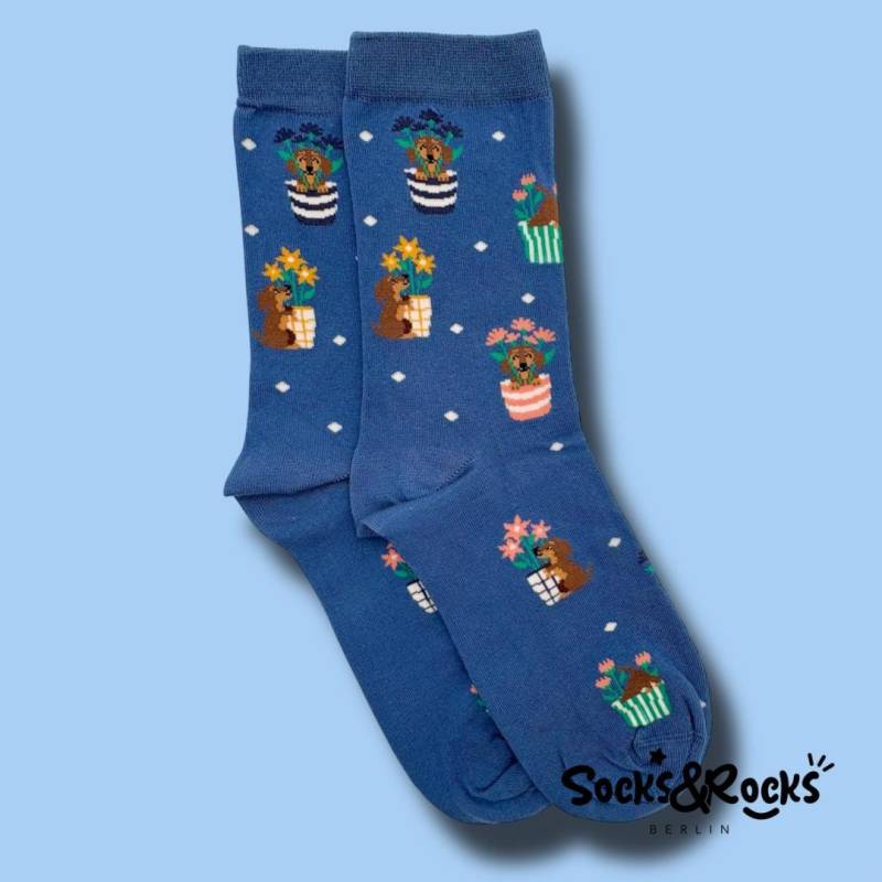 Dackelsocken | Blumen Socken Hunde Geschenk Für Hundebesitzer Tier Lustige Süße Söckchen Grüne von SocksundRocks