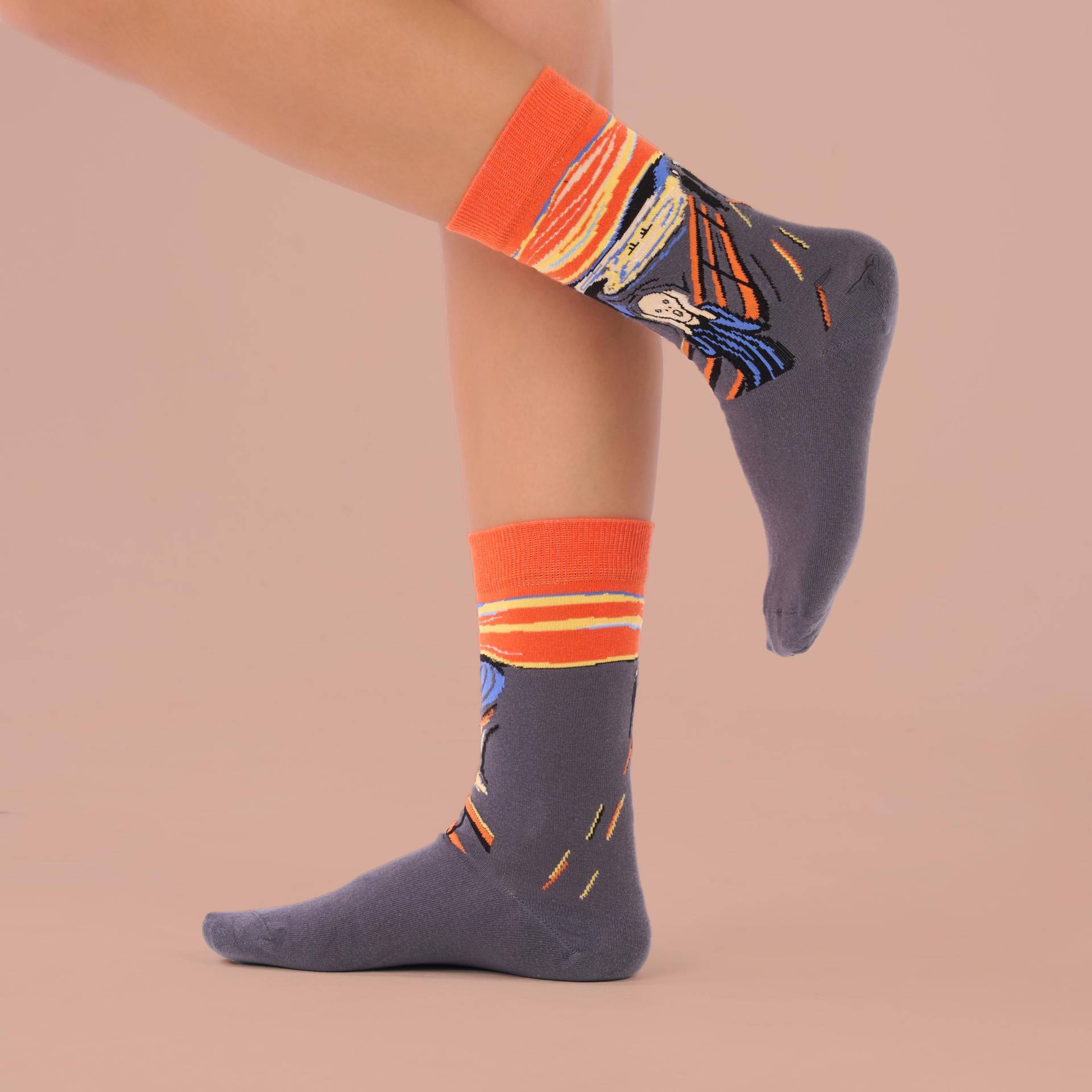Die Screme Socken | Berühmtes Gemälde Das Screme-Muster Meistersocken Kunstgeschenk Edvard Munch von SocksundRocks