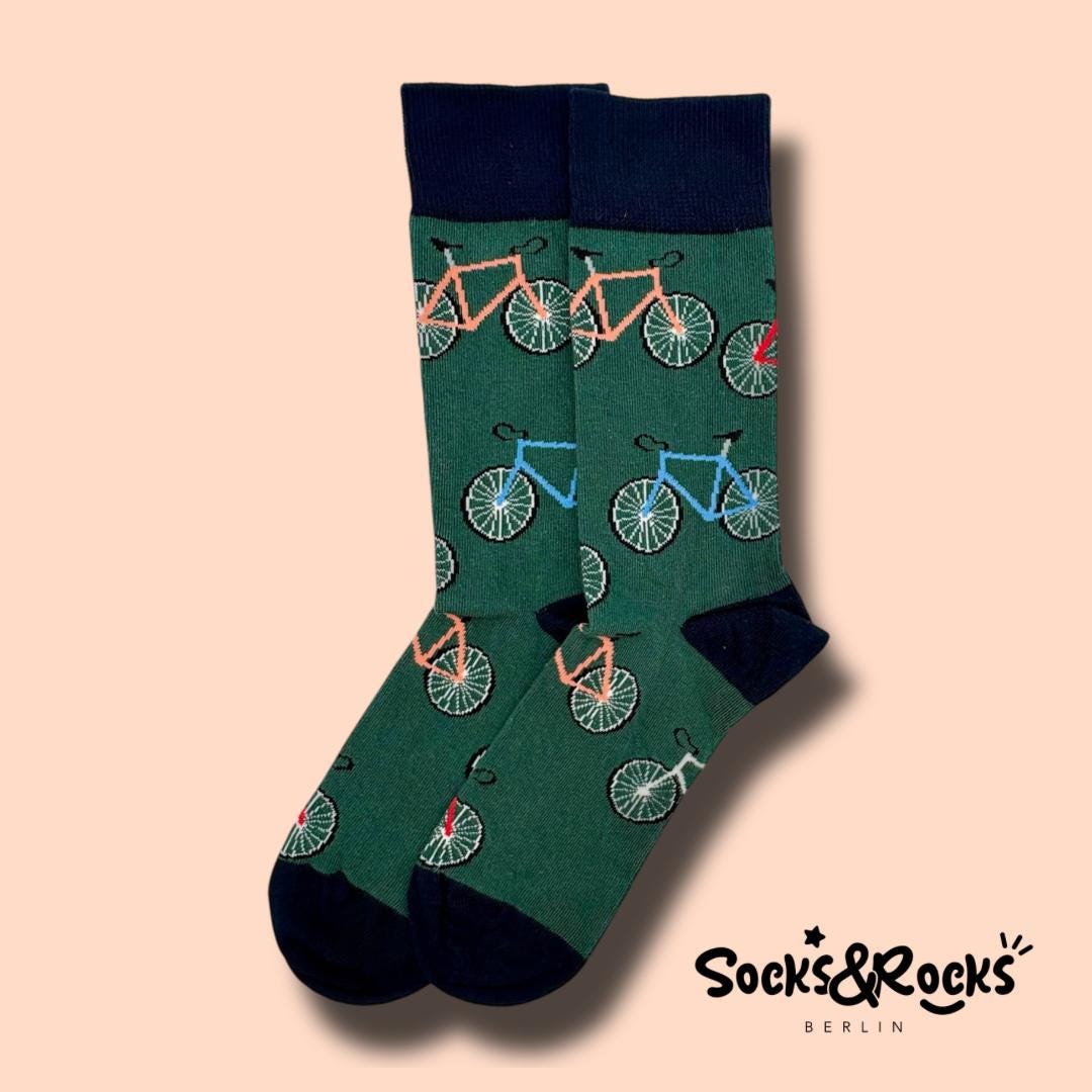 Fahrradsocken | Radsocken Fahrrad-Liebhaber-Socken Reisende Socken 2 Rollen Bunte Coole Socke Mit Fahrradmotiv von SocksundRocks