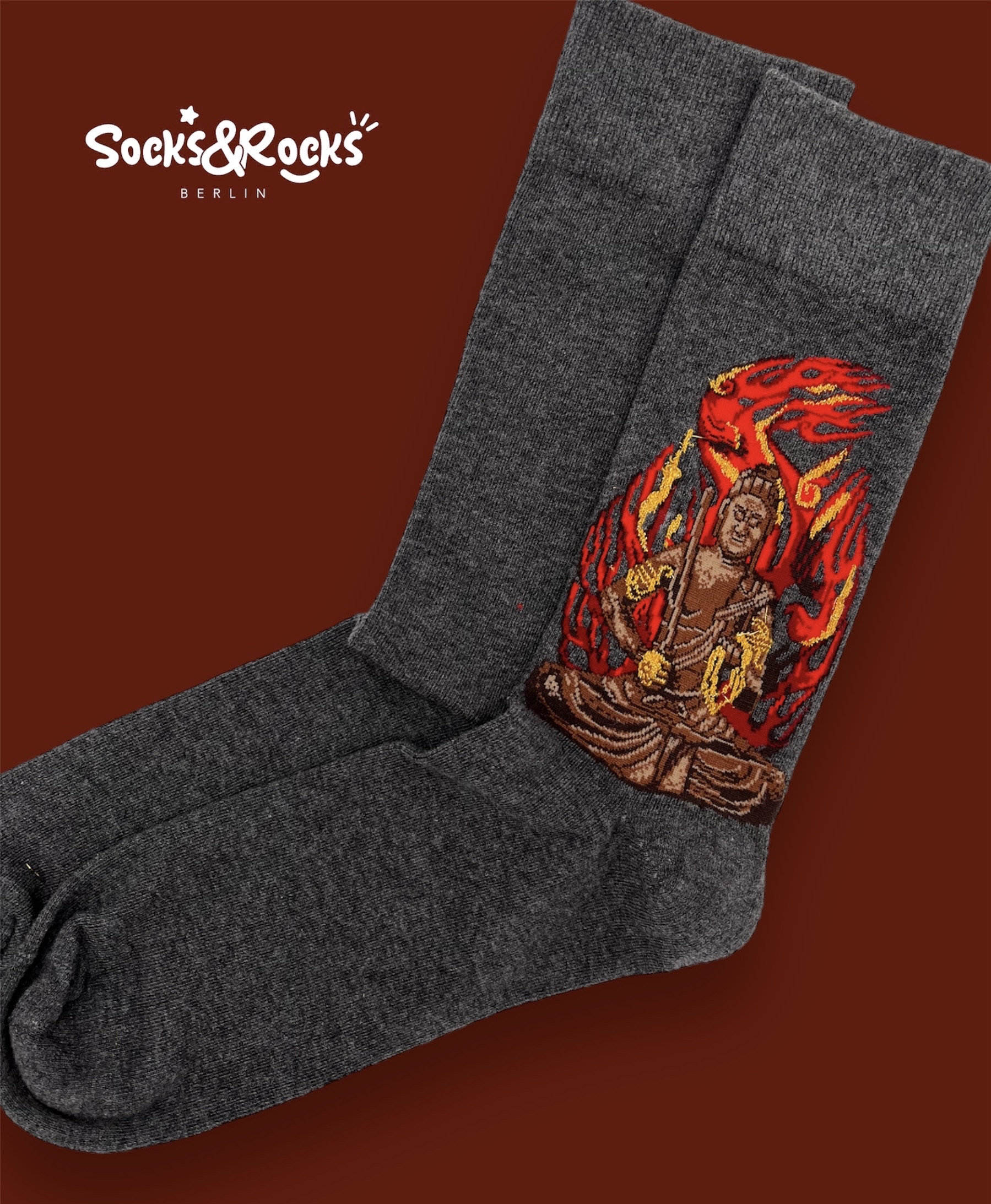 Flammen Buddha Socken Flammen Buddha Socken von SocksundRocks