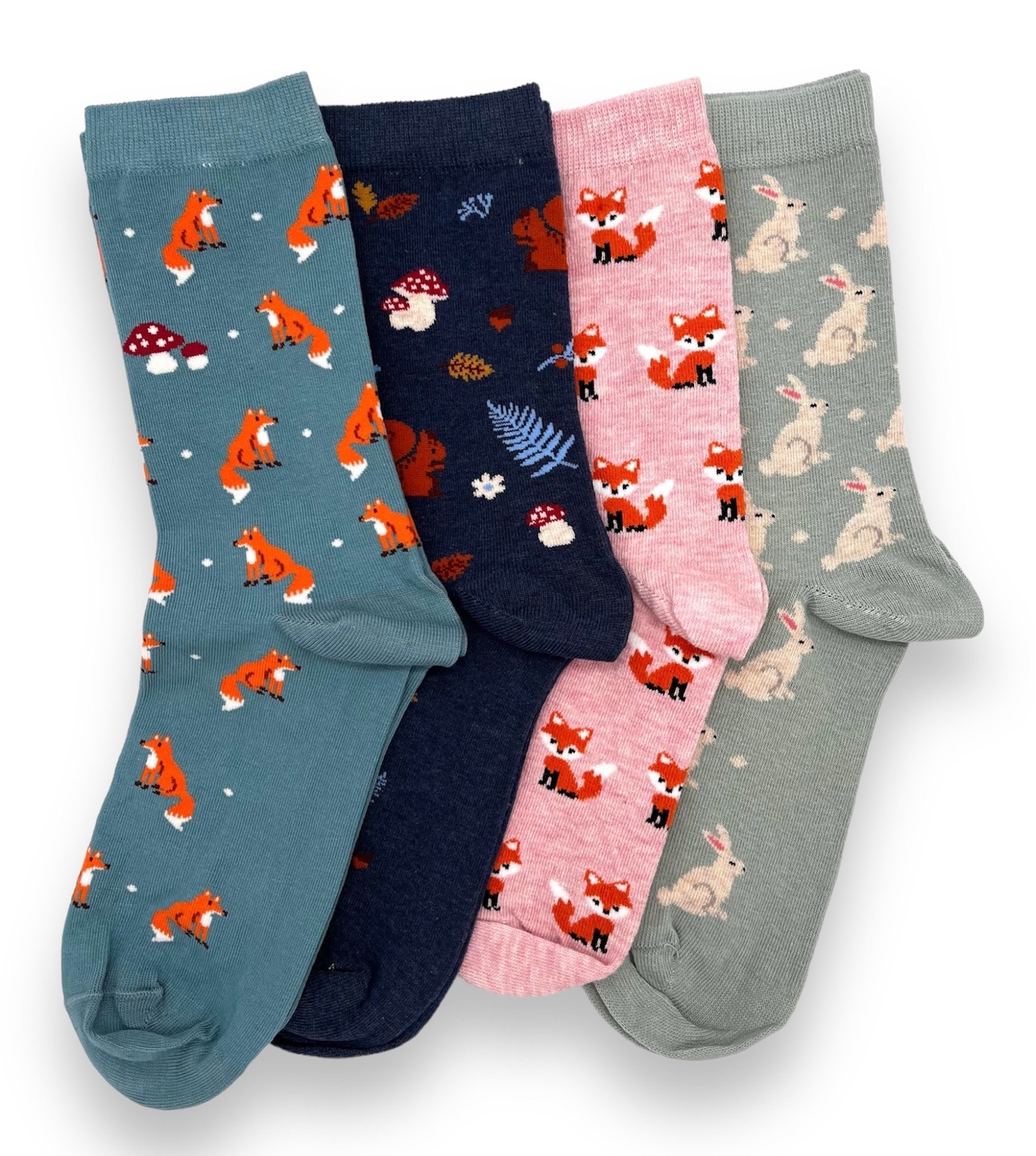 Waldtier Socken | Rotfuchs-Socken Kaninchen-Socken Eichhörnchen Lustige Pilz Süße von SocksundRocks