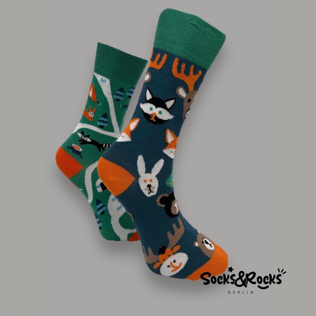 Waldtiere Socken | Nicht Passende Tier Kaninchen-Socken Fuchs Waschbär Hirsch Herrensocken Lustige Waldtiere Socken | Nicht Passende Tier Kaninchen-Socken Fuchs Waschbär Hirsch Herrensocken Lustige von SocksundRocks