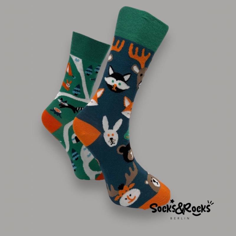 Waldtiere Socken | Nicht Passende Tier Kaninchen-Socken Fuchs Waschbär Hirsch Herrensocken Lustige Waldtiere Socken | Nicht Passende Tier Kaninchen-Socken Fuchs Waschbär Hirsch Herrensocken Lustige von SocksundRocks