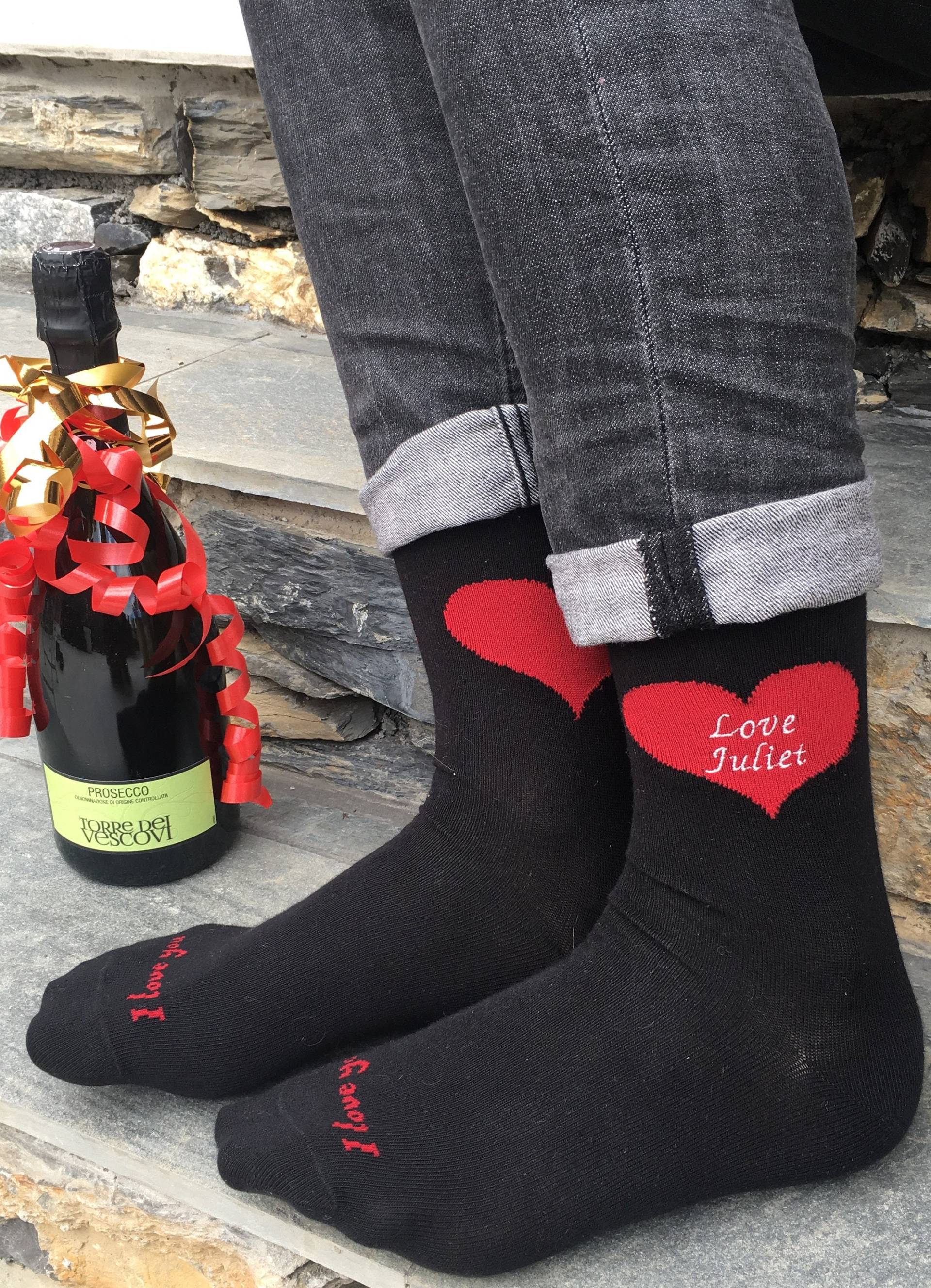 Damen "Ich Liebe Dich' Socken Personalisiert Auf Bestellung Per Stickerei. Herz Socken, Valentinstag, Geschenk Zum Jahrestag, Hochzeit von Socksupermarket