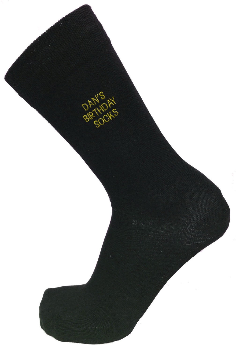 Herren Oder Damen Personalisiert Über Stickerei "Name' "Maßgeschneiderte Nachricht' Schwarze Socken. Erhältlich in 3 Größen, X27 Stickgarnfarben von Socksupermarket