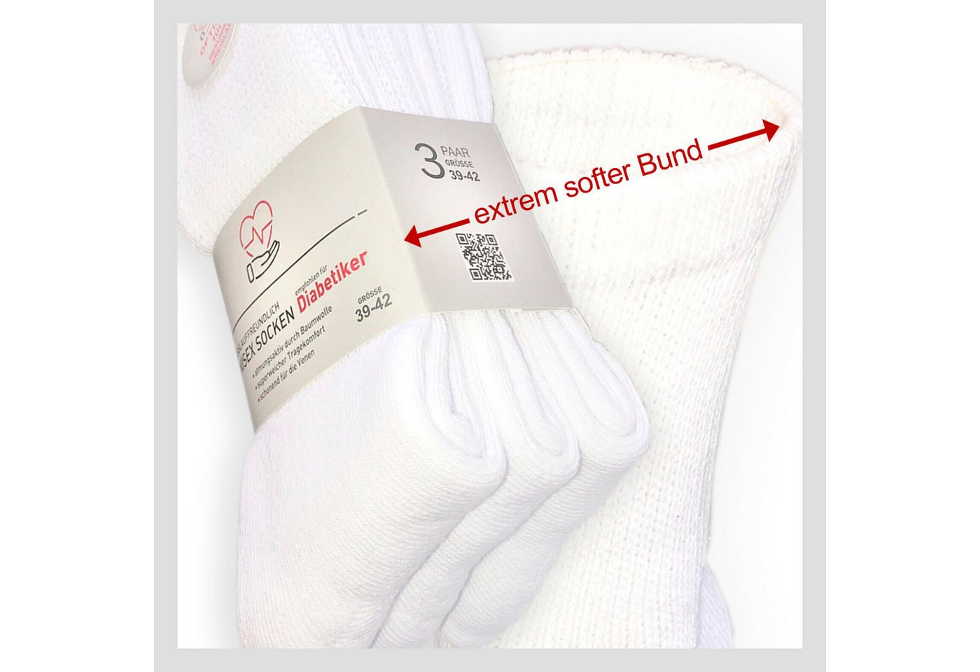 Sockswear Diabetikersocken Sneaker Kurzschaft oder Normalschaft Socken (3 Paar) extrem dehnfähiger Bund dicke Qualität kreislauffreundlich von Sockswear