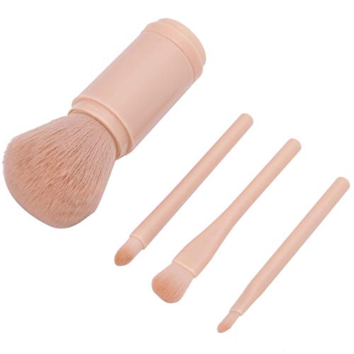 Einziehbares Make-up-Puderpinsel-Set, Superweiche Faserborsten, Tragbar und Leicht, Reise-Design, Nagelstaubentferner mit Ergonomischem Griff für Mädchen (Rosa) von Socobeta