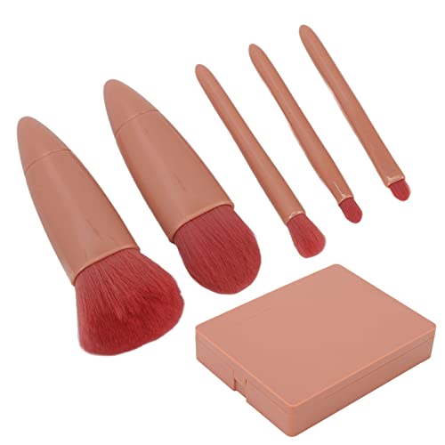 Make-up-Pinsel-Set, Lidschatten, Loses Setting-Puder, Tragbar, Komplettes Spiegel-Kosmetikpinsel-Set, Rosa, 5-teilig von Socobeta