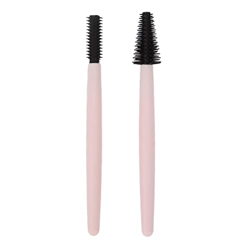 Wimpernbürste, Silikon, für Augenbrauen, Elastisch, Tragbar, Wiederverwendbar, Mascara-Stäbe, Leichtes Reiseset (Hell-Pink) von Socobeta