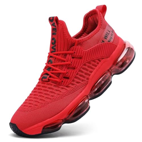 Herren Air Laufschuhe Atmungsaktive Tennis Basketball Turnschuhe Gym Training Bequeme Mode Schuhe, K21-rot, 42.5 EU von Socviis
