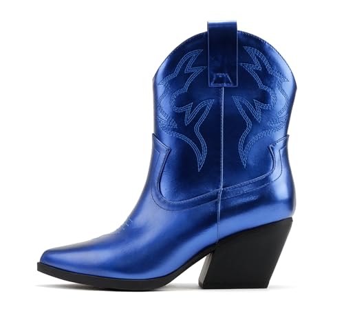 Soda "Blazing" Damenstiefel, Western-Stiefel, spitzer Zehenbereich, niedriger Absatz, hoher Schaft, Stiefelette, Königsblau Metallic, 39 EU Soda "Blazing" Damenstiefel, Western-Stiefel, spitzer Zehenbereich, niedriger Absatz, hoher Schaft, Stiefelette, Königsblau Metallic, 39 EU von Soda
