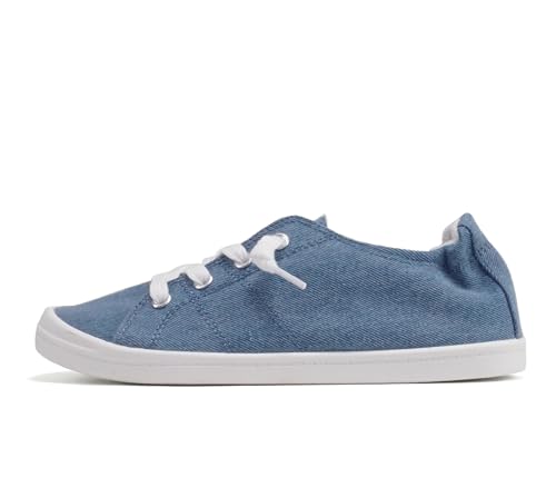 Soda Flache Damenschuhe aus Leinen zum Reinschlüpfen, Sneakers, Schnürschuhe, Zig-S, Blau (denim), 37.5 EU von Soda