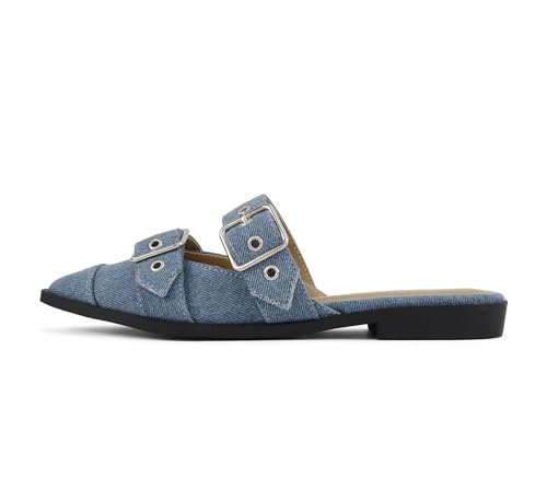 Soda Gewöhnlich ~ Damen-Pantolette mit spitzem Zehenbereich, niedriger Absatz, mit Schnallenriemen, denim, 38 EU Soda Gewöhnlich ~ Damen-Pantolette mit spitzem Zehenbereich, niedriger Absatz, mit Schnallenriemen, denim, 38 EU von Soda