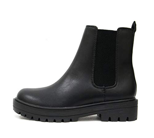 Soda Pilot Chelsea-Stiefelette mit niedrigem Absatz und doppeltem elastischem Gore für Damen, Schwarz, 38 EU von Soda