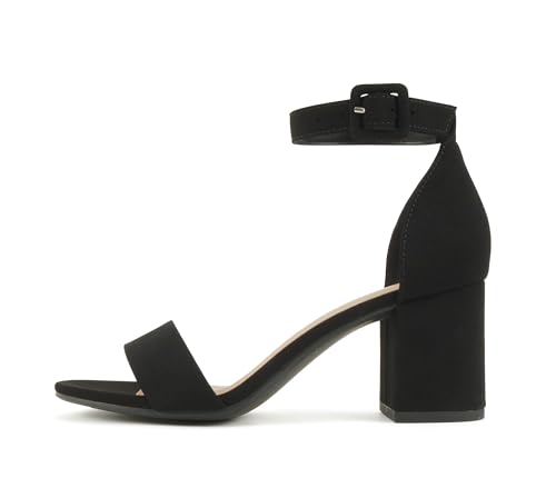 Soda "Rosa" ~ Damen-Sandalen mit rundem Zehenbereich, hoher Absatz und Knöchelriemen, Schwarz Nubuk, 37.5 EU von Soda