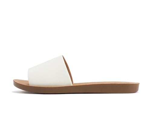 Soda Shoes Efron-S Damen-Flip-Flops, schlicht, Slip-On-Sandalen, lässig, Peep-Toe, Strand, Cremeweiß, 39 EU von Soda