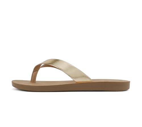 Soda Schuhe Frauen Flip Flops Basic Plain Hausschuhe Tangas Sandalen Strap Casual Strand Ella-S, Gold, 40.5 EU von Soda