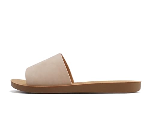 Soda Shoes Efron-S Damen-Flip-Flops, schlicht, Slip-On-Sandalen, lässig, Peep-Toe, Strand, Blush Nbpu, 42 EU von Soda