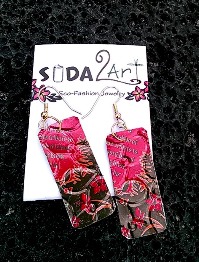 Rote Blumen Ohrringe Upcycled Soda Can Aluminium, Tropical Schmuck von Soda2Art