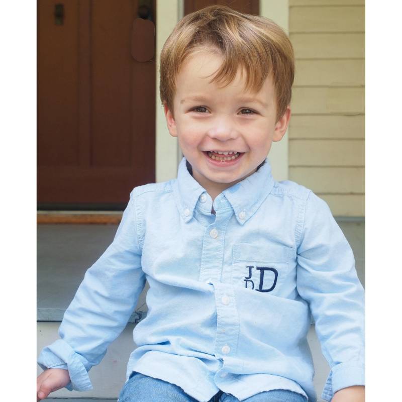 Monogramm Baby Hemd - Chambray Oxford Button Up Shirt Kleinkind Down Kragenhemd Kinder Hochzeit Jungen Oder Mädchen von SodaCitySewing