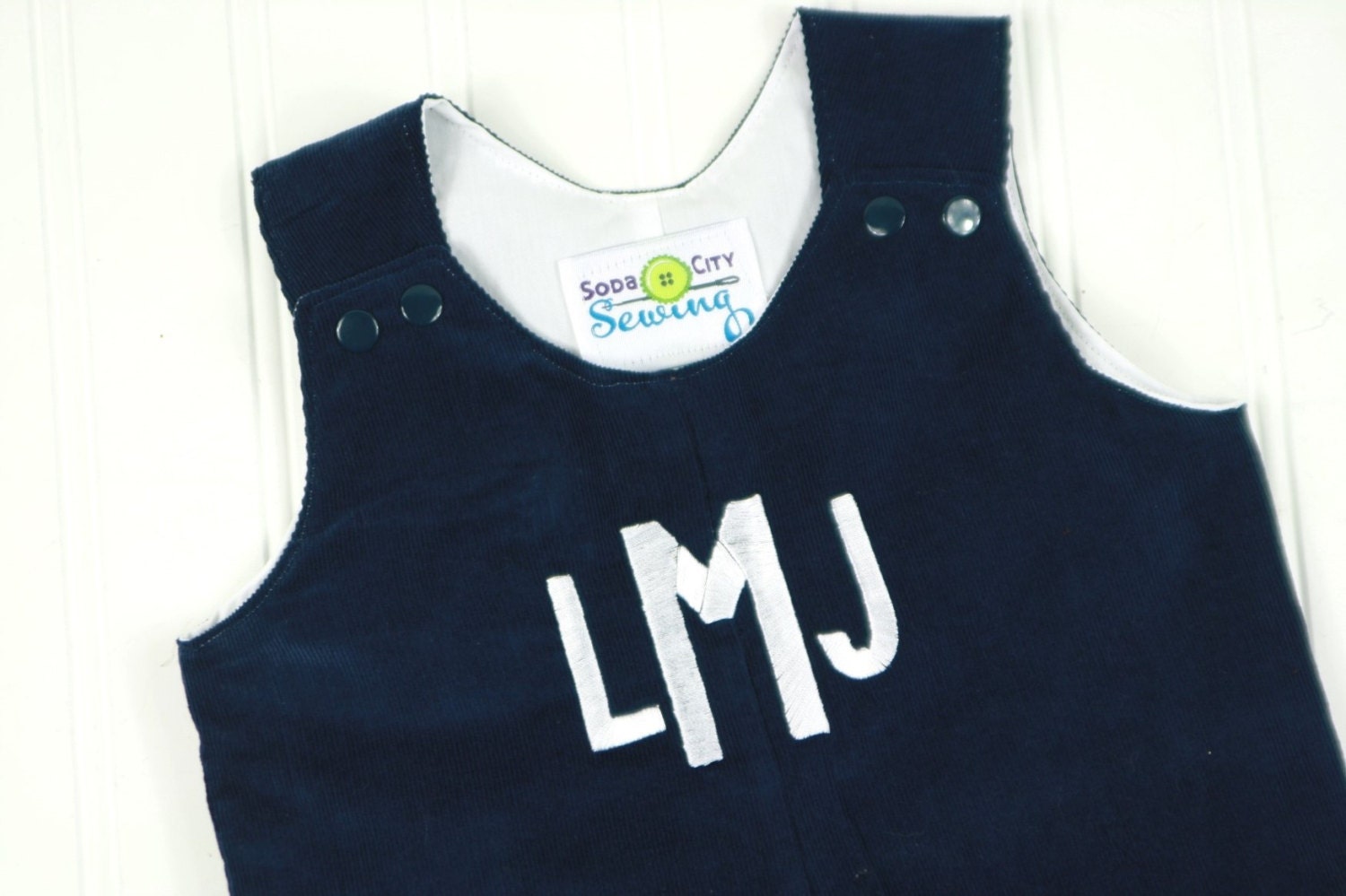 Cord Latzhose - Marine Taufe Outfit Overall Mit Monogramm Jungen Winter Longalls Baby Jon Strampler Scs von SodaCitySewing