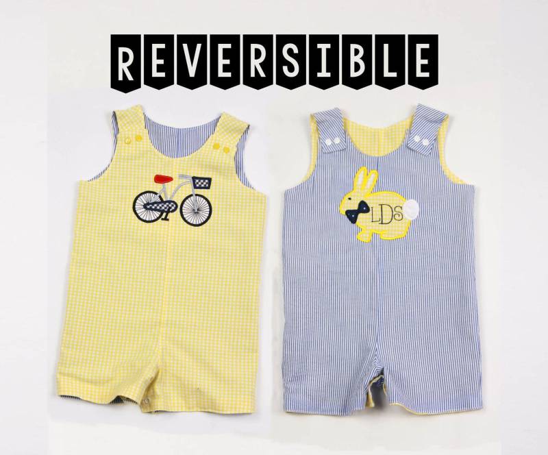 Jungen Osterhasen Outfits Kleinkind - Reversible Osterhase Romper Seersucker Ostern Jonjon Baby Boy Shortall -Fahrrad Applikation Outfit -Frühling Jungen Osterhasen Outfits Kleinkind - Reversible Osterhase Romper Seersucker Ostern Jonjon Baby Boy Shortall -Fahrrad Applikation Outfit -Frühling von SodaCitySewing