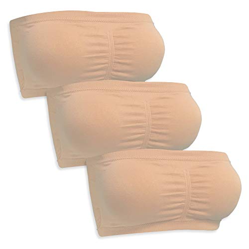 Sodacoda Damen Bandeau BH - Nahtlos Trägerlos Gepolstert (3X Beige XXL) von Sodacoda