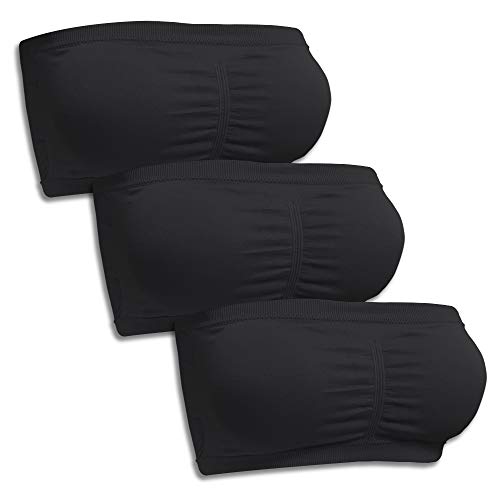 Sodacoda Damen Bandeau BH - Nahtlos Trägerlos Gepolstert (3X Schwarz XXL) von Sodacoda