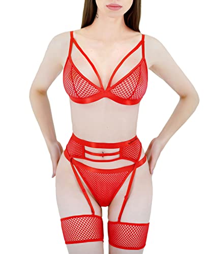 Sodacoda Damen Extravagantes Dessous Set in verführerischen Design (Rot S) von Sodacoda