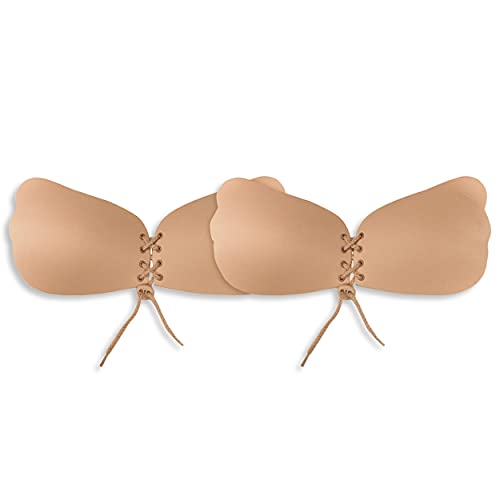 Sodacoda Damen Push-Up Klebe-BH zum Schnüren - Hautfreundlich und Bequem2xBeige-C von Sodacoda