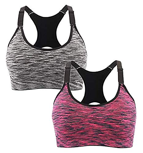 Sodacoda Damen Sport Top - Fitness Yoga BH gepolstert (1x GreyPink L) von Sodacoda