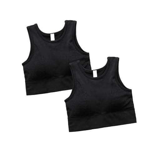 Sodacoda Damen Sport Top ohne Bügel - Fitness Yoga BH gepolstert (2X Schwarz S) von Sodacoda