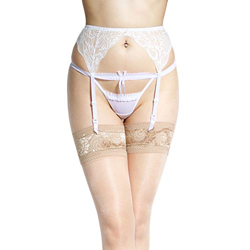 Sodacoda Damen Verspielte Strapse - Sexy Strapsgürtel Strumpfhalter (M, Weiß) von Sodacoda