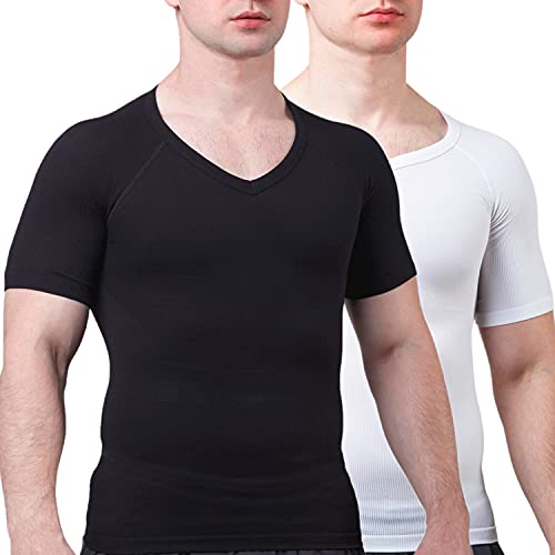 Sodacoda Herren Figurformendes Kompressions V Neck T-Shirt (2X Mix M) von Sodacoda