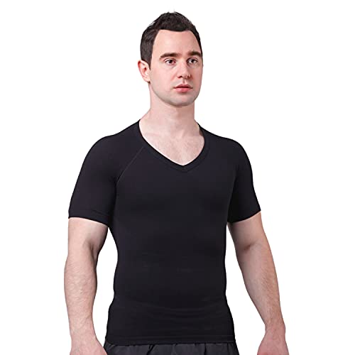 Sodacoda Herren Figurformendes Kompressions V Neck T-Shirt (Schwarz, M) von Sodacoda