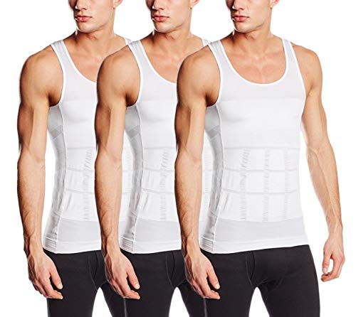 Sodacoda Herren Körperformendes Bauch-Weg Kompressions Shapewear Unterhemd (3X Weiß XXL) von Sodacoda