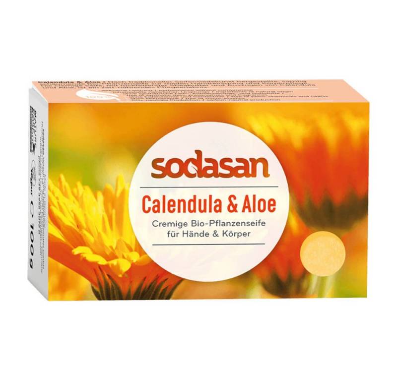 Sodasan Feste Duschseife Stückseife - Calendula & Aloe 100g von Sodasan