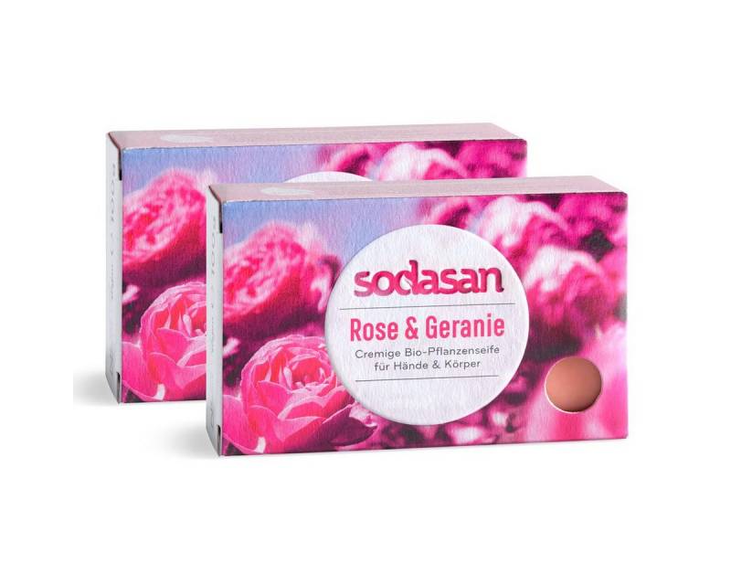 Sodasan Handseife Sodasan Feste Seife Rose & Geranie 0,1kg (2er Pack) von Sodasan
