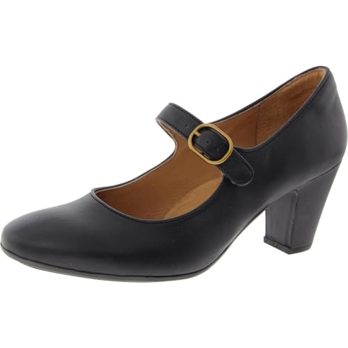 Sofft Leslie Pumps Sandalen für Damen - Obermaterial und Futter aus Leder - Paspeldetails - Quadratische Zehen-Silhouette, Schwarz, 41 EU von Söfft