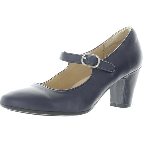 Sofft Leslie Pumps Sandalen für Damen - Obermaterial und Futter aus Leder - Paspeldetails - Quadratische Zehen-Silhouette, Sky Navy, 41 EU von Söfft