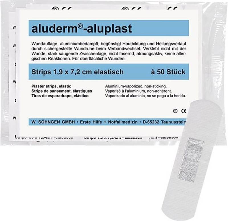 Söhngen Erste-Hilfe-Set Wundpflaster aluderm-aluplast elastisch Strips 1,9x7,2cm VE=50 Stück von Söhngen