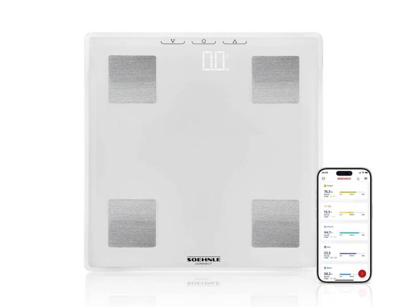 Soehnle Körper-Analyse-Waage Körperanalysewaage Shape Sense Connect Lite, 1-tlg., Gewicht, Fett-, Wasser- und Muskelanteil, BMI und Kalorienbedarf von Soehnle