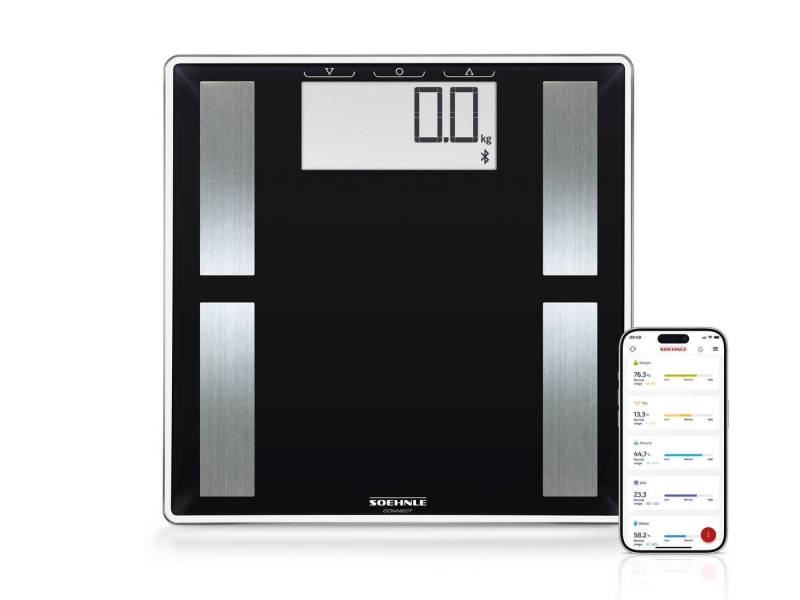 Soehnle Körper-Analyse-Waage Shape Sense Connect 50 mit Bluetooth®, 1-tlg., Körperanalyse (BIA), BMI Berechnung, bis 180kg, für bis zu 8 Personen von Soehnle