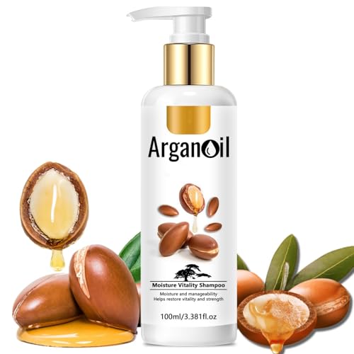 Arganöl-Shampoo für Männer und Frauen, feuchtigkeitsspendendes Frizz-Kontrolle, stärkendes Haar, tiefenreinigendes Shampoo, pflegende Formel für Volumengebung, glattes, glänzendes Haar, 100 ml von Soelegant