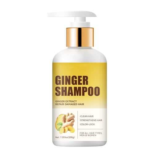 Ingwer-Haar-Shampoo, natürliches Shampoo mit Kokosöl für Haarwachstum und Reparatur, stärkt geschädigtes Haar, Kräuselkontrolle, Kraft-Boost, feuchtigkeitsspendend und Anti-Schuppen, für Männer und von Soelegant