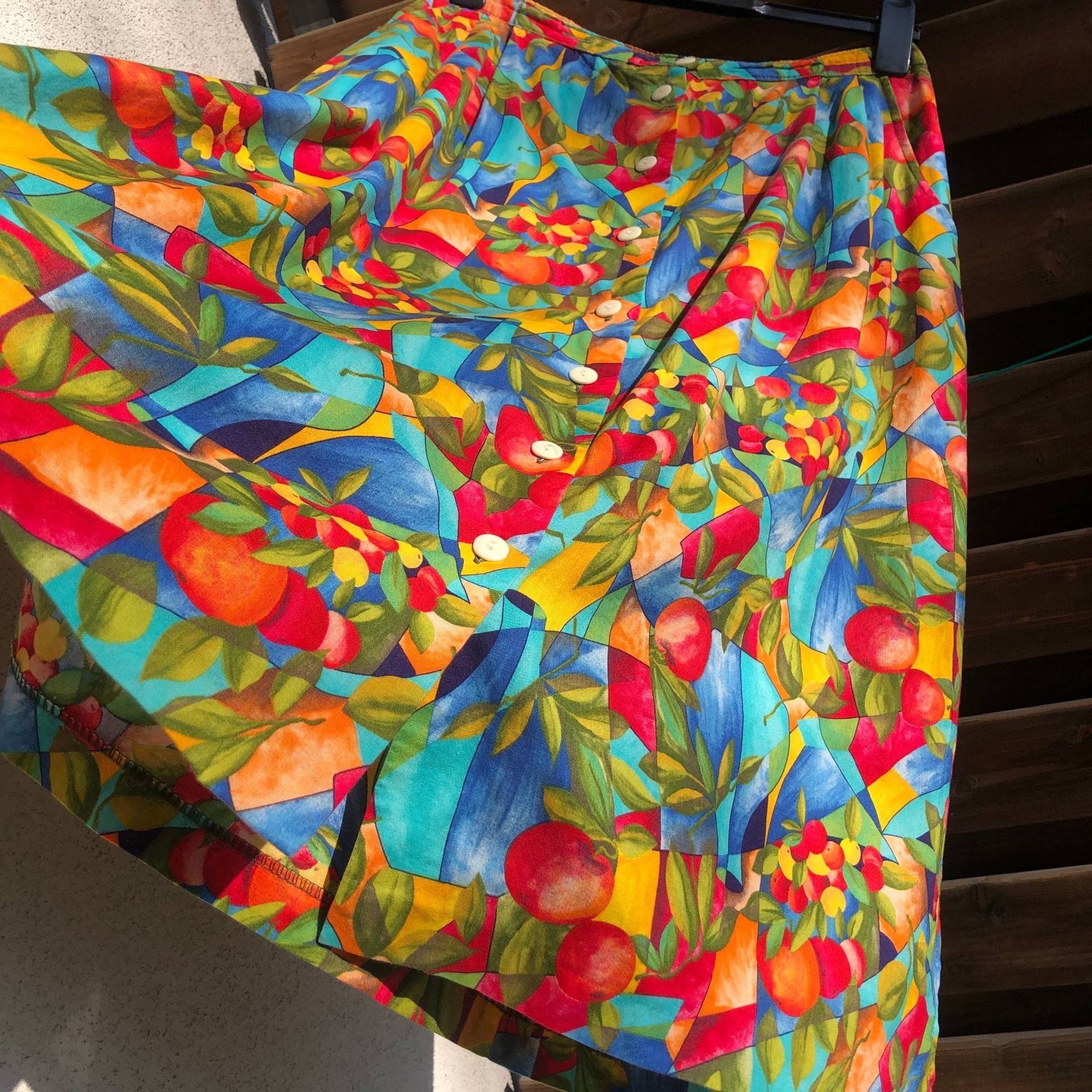 Obst Print Vintage 80Er Jahre Sommer Lang Geschnitten/Eleganter Sommerrock Mit Taschen Gr Obst Print Vintage 80Er Jahre Sommer Lang Geschnitten/Eleganter Sommerrock Mit Taschen Gr von Sofaundermapletree