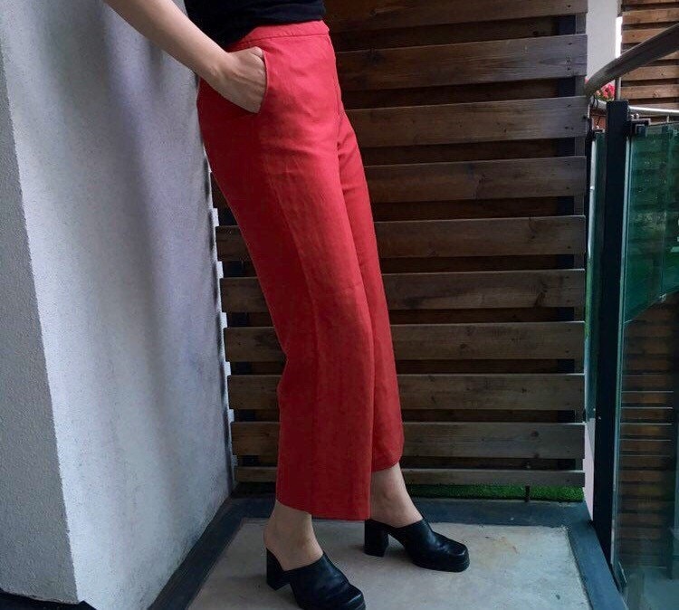 Vintage Talbots Seide Hohe Taille Hose Orange Rote Sommer Hose S-M Vintage Talbots Seide Hohe Taille Hose Orange Rote Sommer Hose S-M von Sofaundermapletree