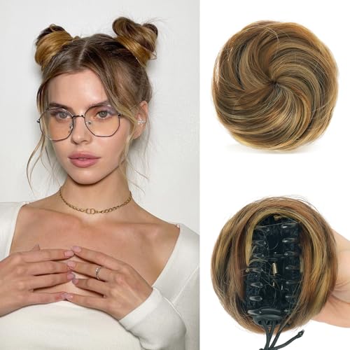 Sofeiyan 2PCS Krallen Clip in Haar Bun Mini Messy Bun Haarteile Dutt mit Klammer Synthetik Haar Scrunchies Haar Donut Chignon Pferdeschwanz Haarteil Dutt für Damen von Sofeiyan