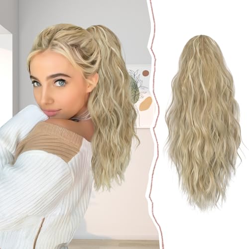 Sofeiyan Pferdeschwanz Haarteil mit Klammer, Lange Gewellt Pferdeschwanz Verlängerung Claw Clip in Ponytail Haarverlängerung Natürliche Synthetische Ponytail Extension für Frauen, 45cm von Sofeiyan