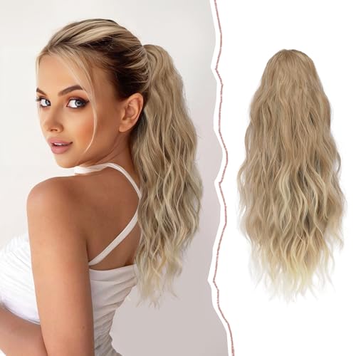 Sofeiyan Pferdeschwanz Haarteil mit Klammer, Lange Gewellt Pferdeschwanz Verlängerung Claw Clip in Ponytail Haarverlängerung Natürliche Synthetische Ponytail Extension für Frauen, 45cm von Sofeiyan